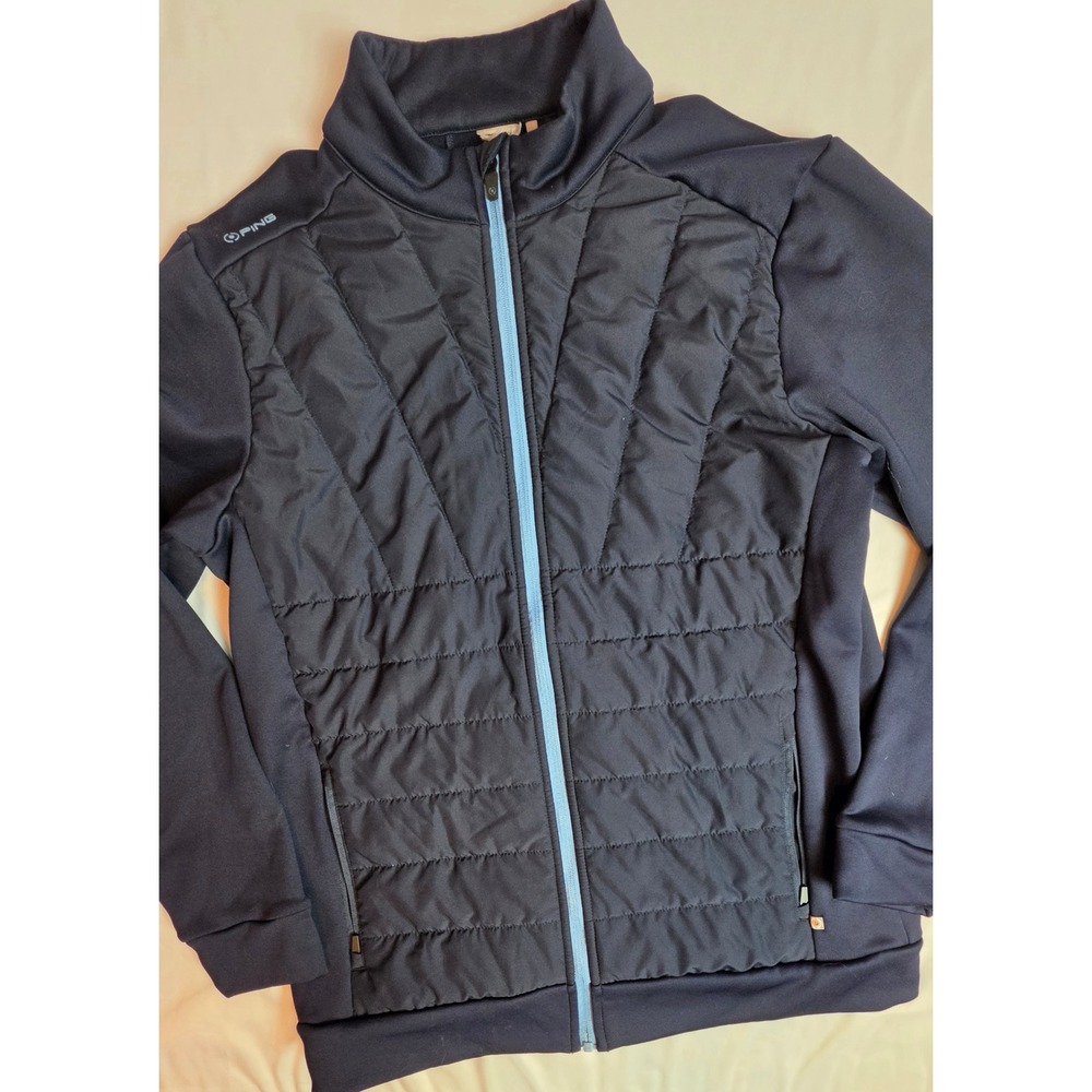 Ping Mens Golf Jacket Navy Blue Quilted Hybrid Full Zip Activewear Large